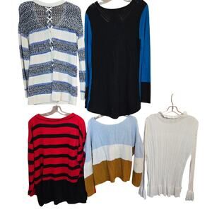 Women's Medium M 8 10 Sweaters Cardigans Pullovers Vests Wholesale Bulk Lot of 6